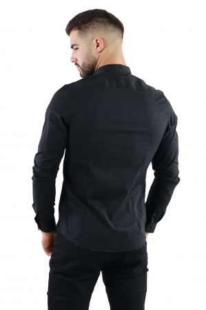 Camasa slim fit neagra guler tunica [1]