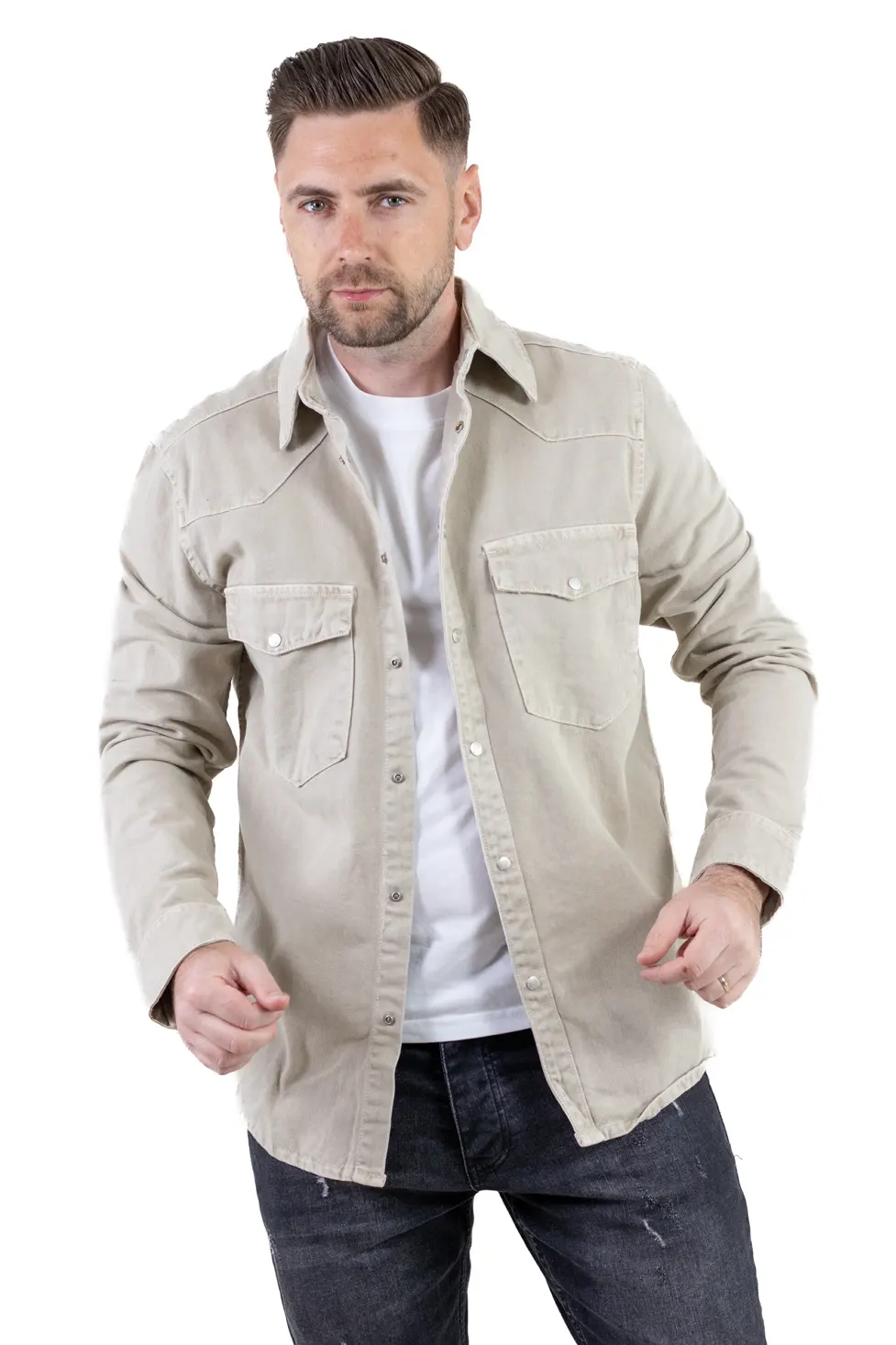CAMASI - Camasa tip jacheta din denim – verde olive