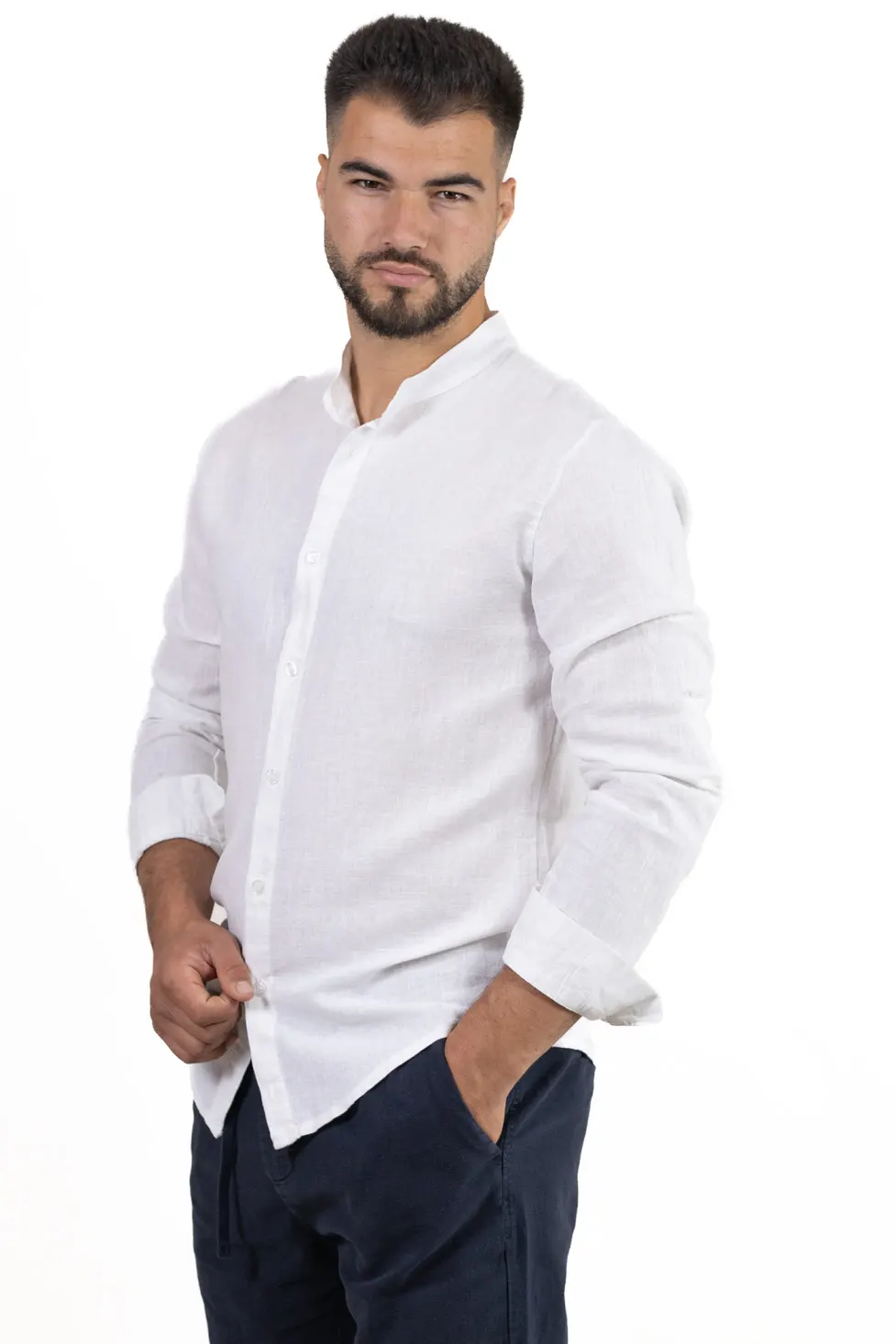 Cămașă alba din in 100% – Made in Italy [5]