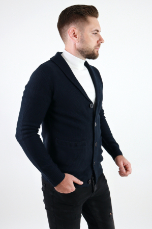 Cardigan bleumarin din tricot barbati [2]
