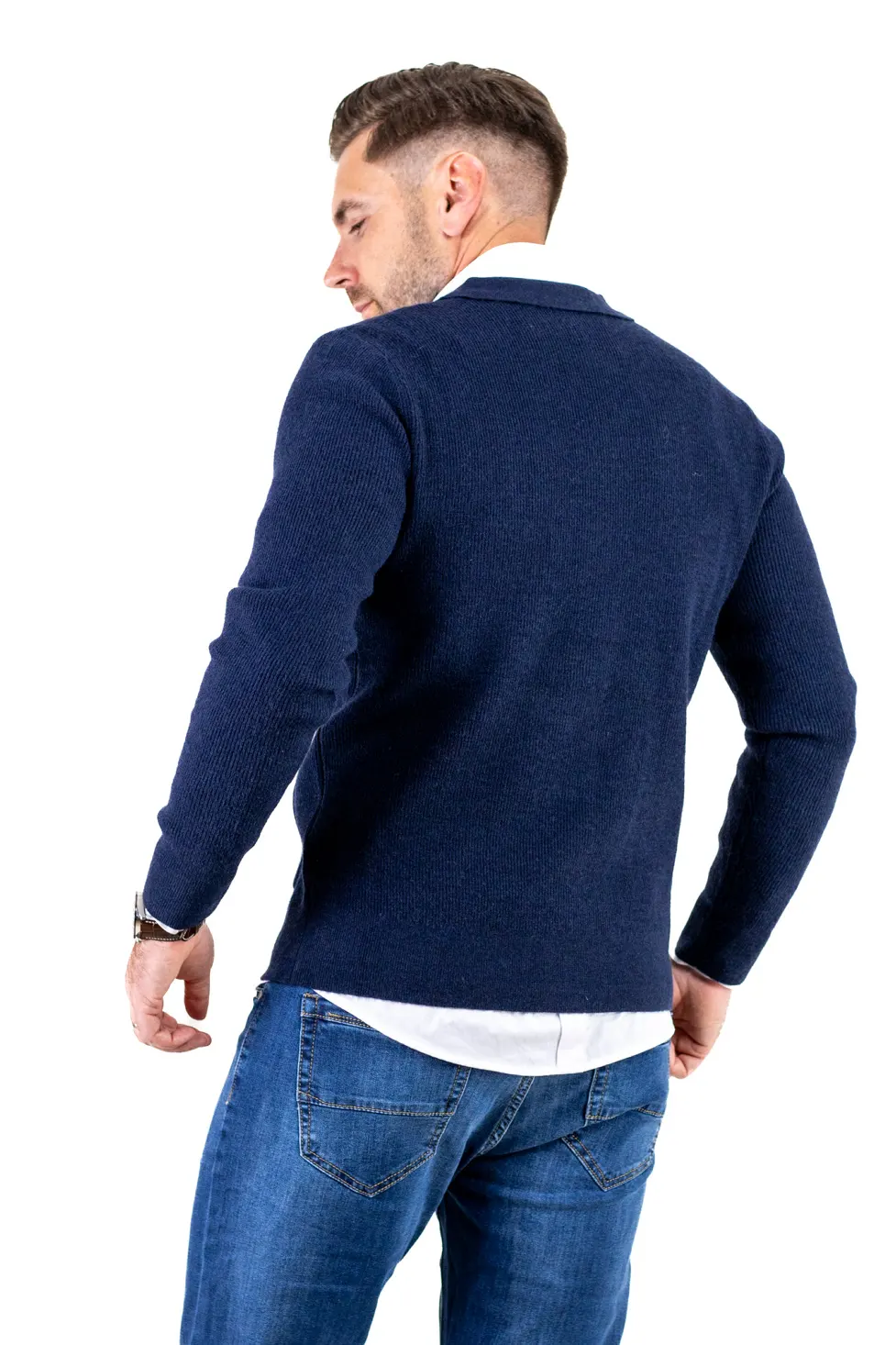 Cardigan elegant bărbați cu fermoar dublu șiguler clasic, bleumarin [7]