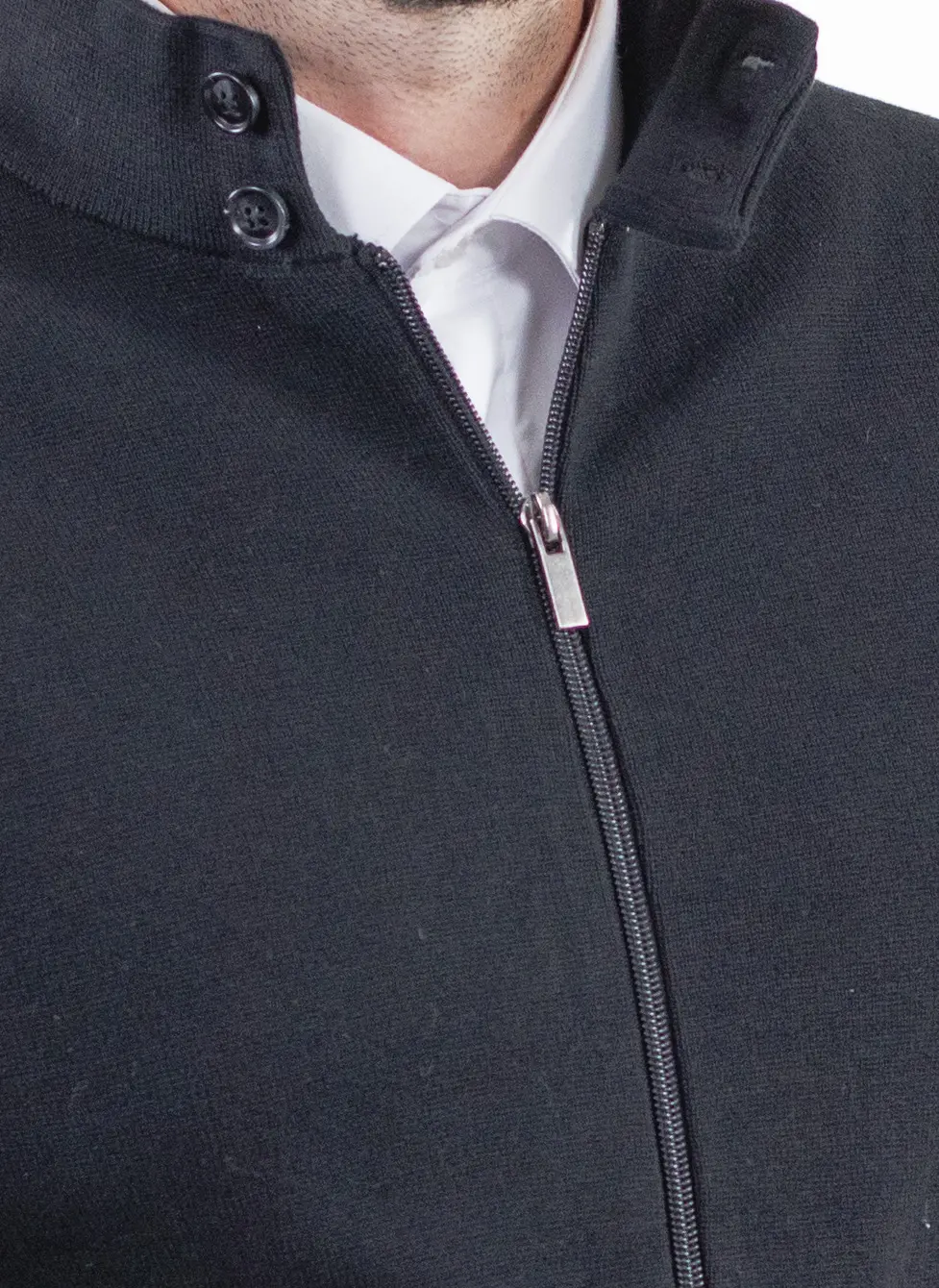 Cardigan elegant bărbați negru cu fermoar dublu [1]