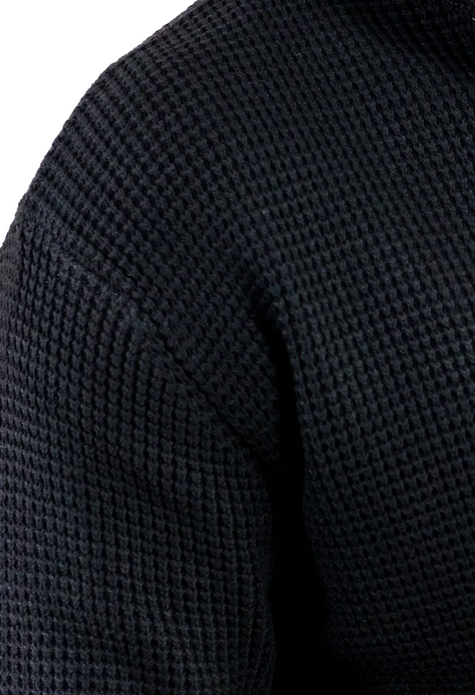 Cardigan bărbați negru din tricot cu fermoar și guler semi-înalt [2]