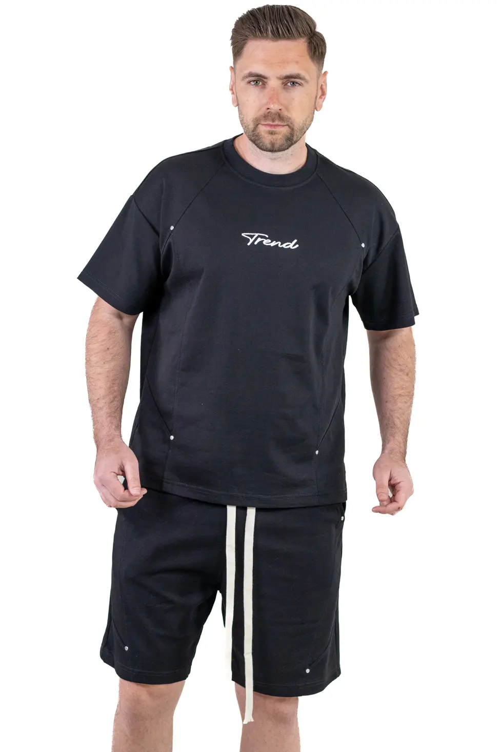 COMPLEURI - Compleu barbati negru, Ultra-Moale, cu broderie Trend