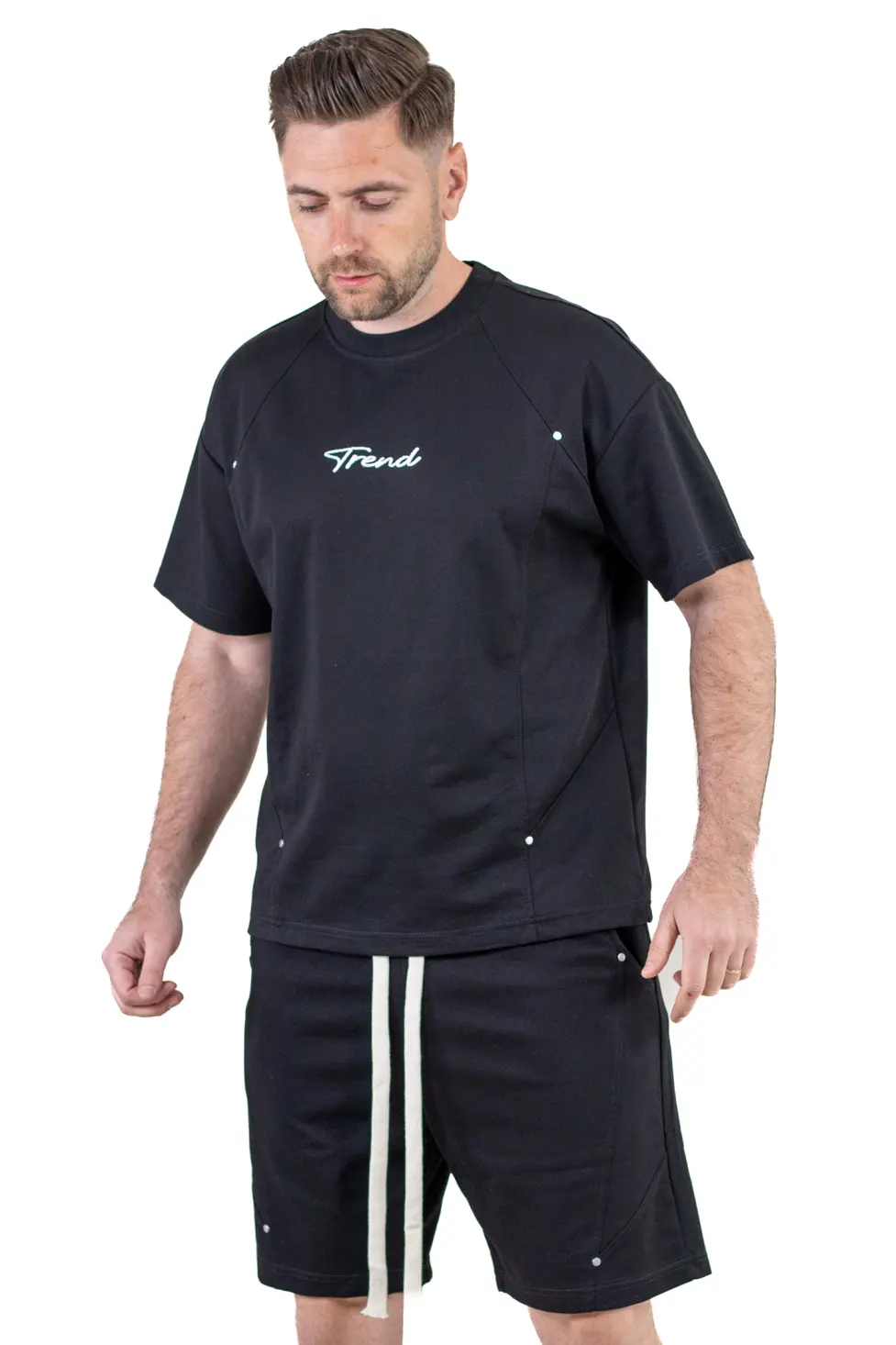 Compleu barbati negru, Ultra-Moale, cu broderie Trend [7]