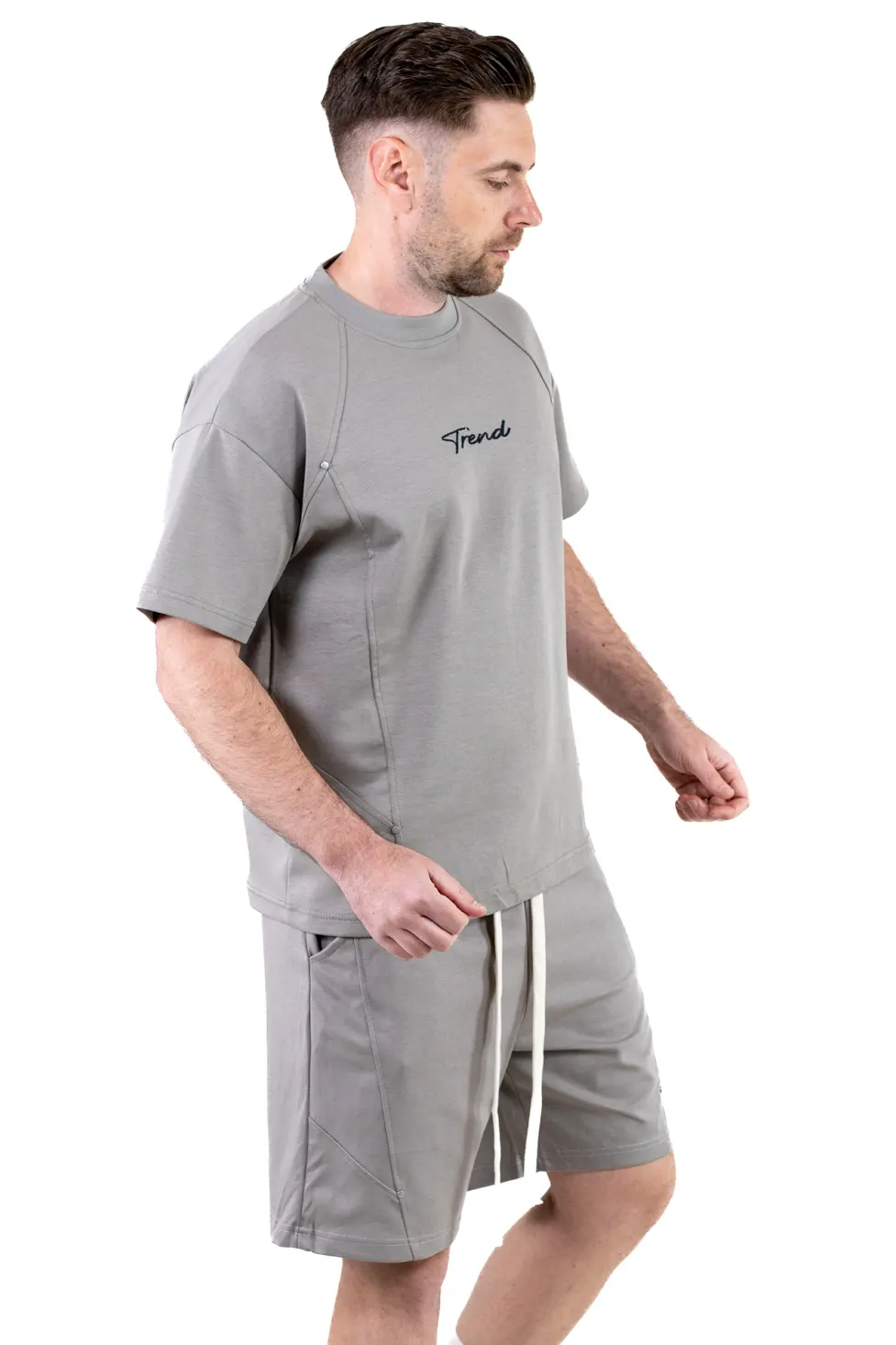Compleu barbati gri, Ultra-Moale, cu broderie Trend [8]