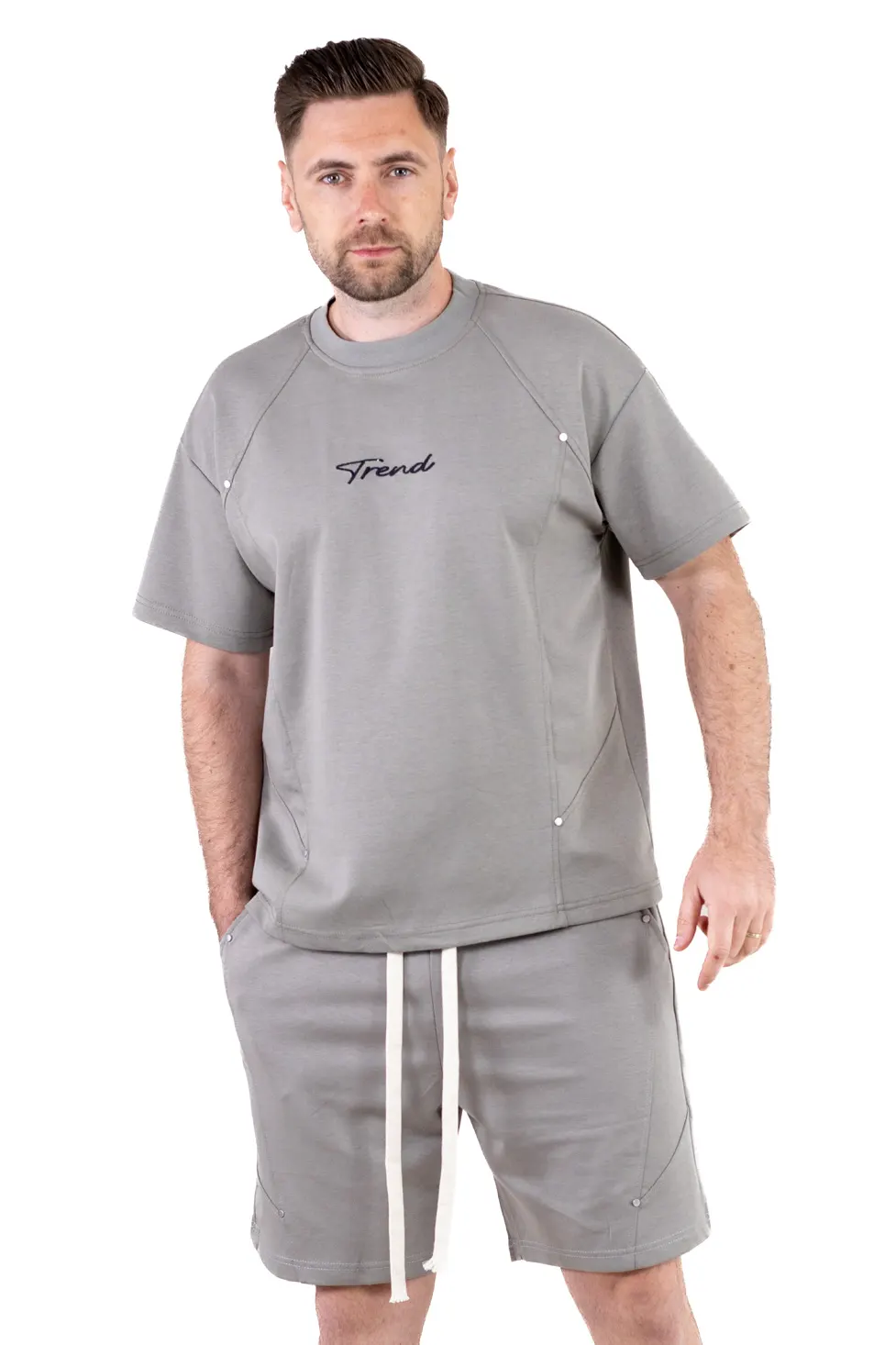 Compleu barbati gri, Ultra-Moale, cu broderie Trend [4]