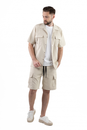 COMPLEURI - Compleu cargo bej barbati dungat