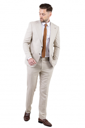 Costum bej elegant de vara pentru bărbați [6]