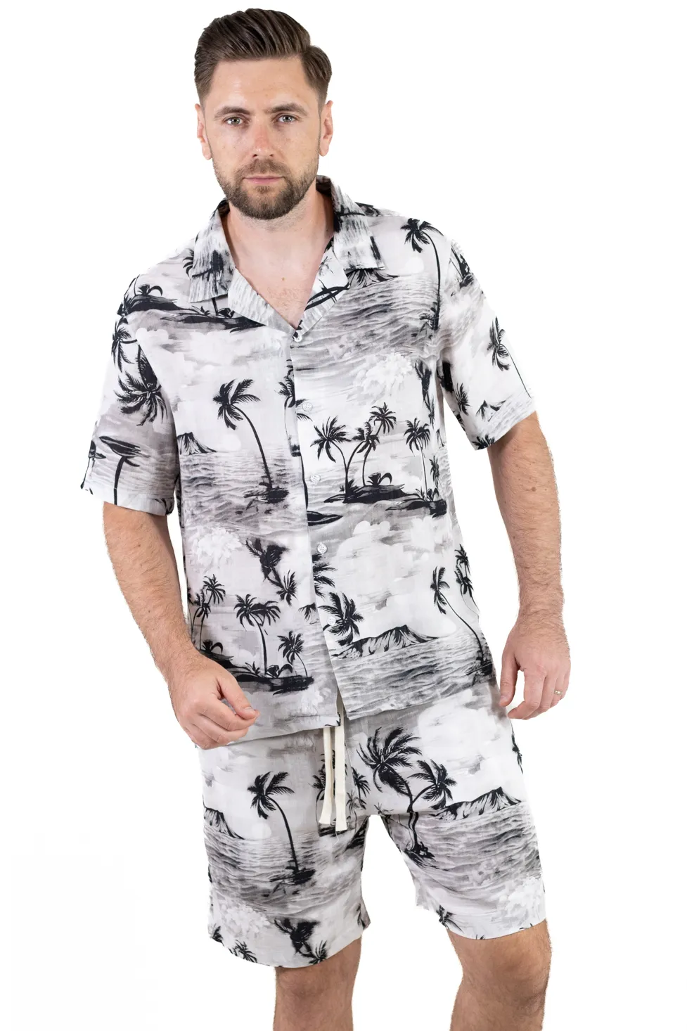 COMPLEURI - Compleu vară bărbați tropical – cămașă + pantaloni, in & viscoză