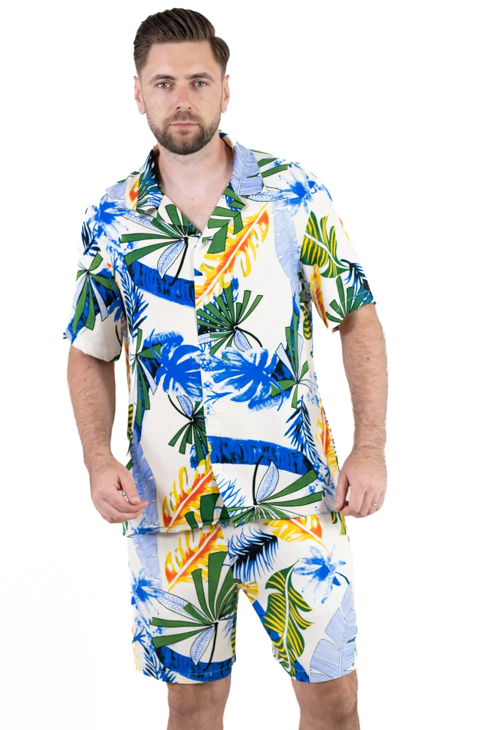 COMPLEURI - Compleu bărbați vară tropical – cămașă + pantaloni, 100% viscoză