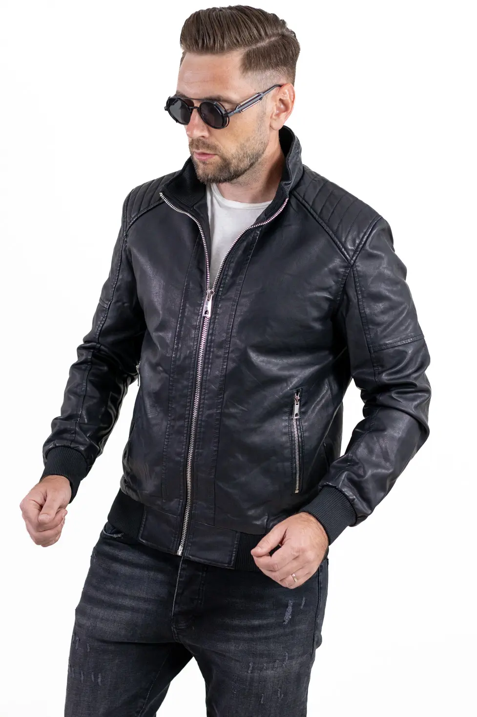 Barbati - Geacă biker piele ecologică bărbați