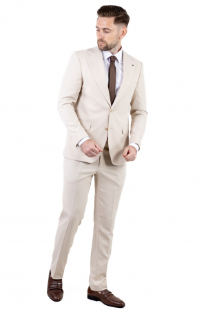 Costum crem elegant de vara pentru bărbați [5]