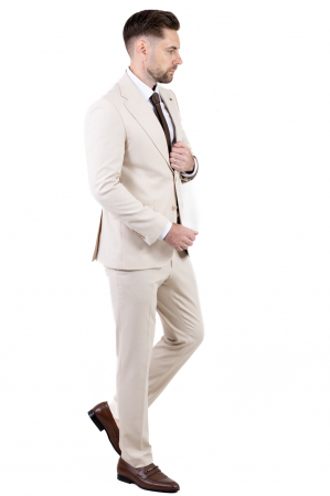 COSTUME - Costum crem elegant de vara pentru bărbați