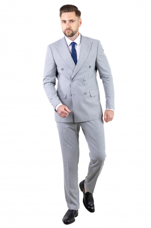 Costum gri elegant de vară cu doua randuri de nasturi [4]
