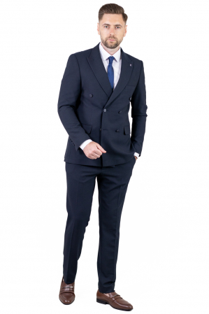 Costum bleumarin elegant de vară cu doua randuri de nasturi [9]