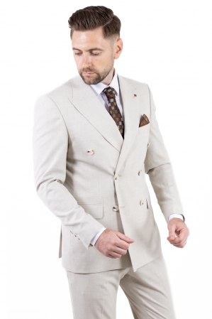 Costum bej elegant de vară cu doua randuri de nasturi [16]