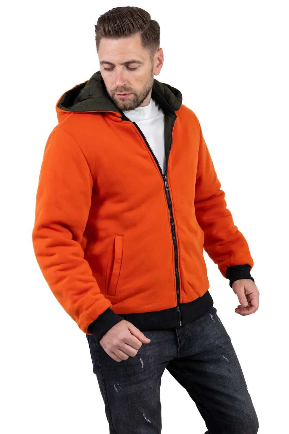 SMART CASUAL - Geacă reversiGeacă reversibilă bărbați kaki & portocaliu