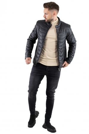 Geaca barbati eco-piele matlasata neagra [6]