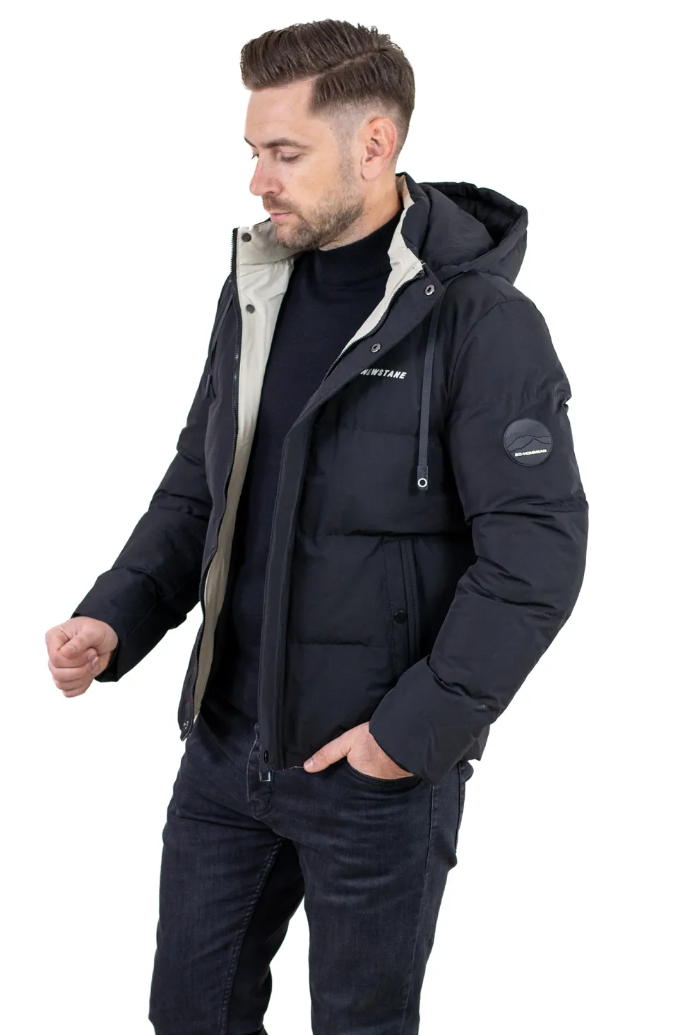 Geaca neagra scurta de iarna impermeabilă bărbați [4]