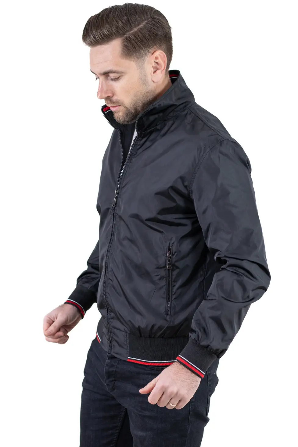 Geaca barbati subtire tip foita neagra [6]