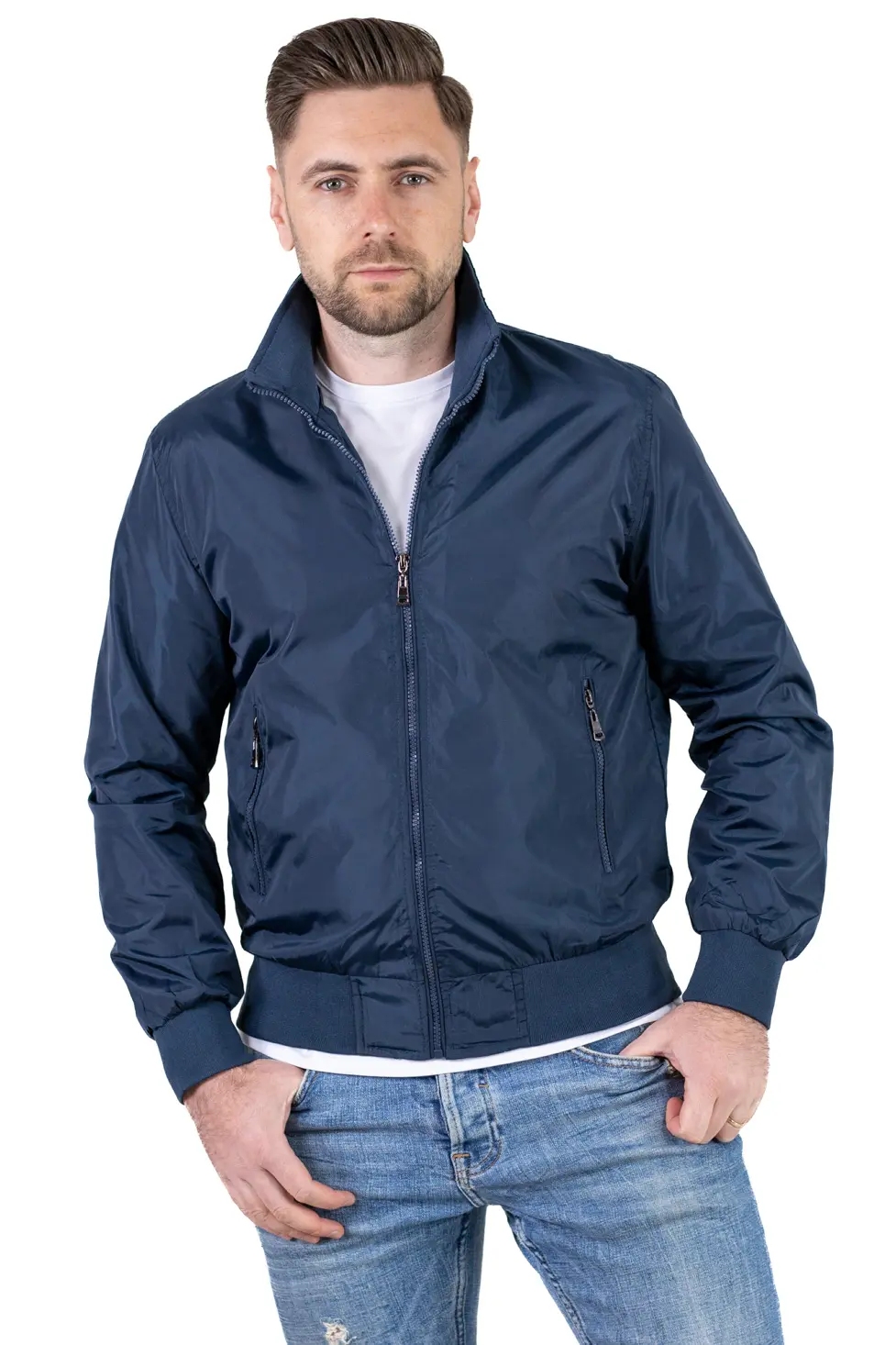 Barbati - Geaca impermeabila subtire tip foita bleumarin