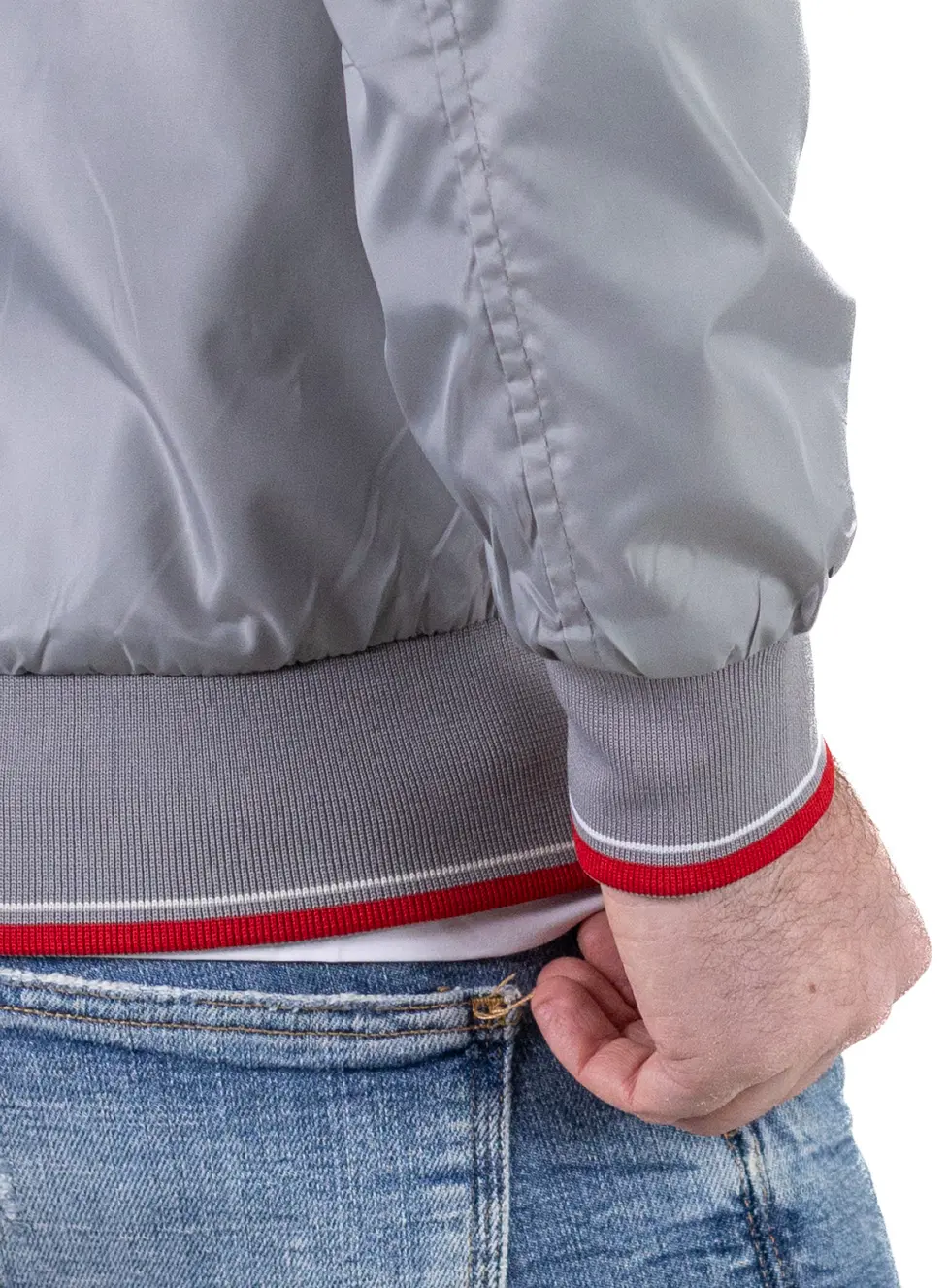 Geaca barbati subtire tip foita gri cu detalii [3]