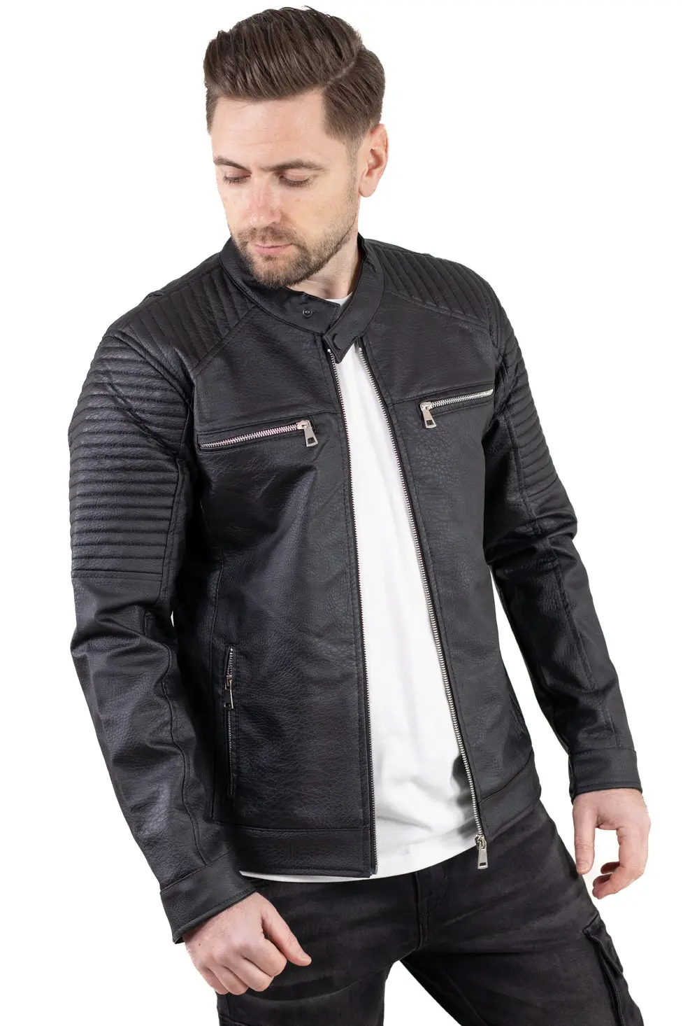 Geci piele - Geaca barbati piele eco biker