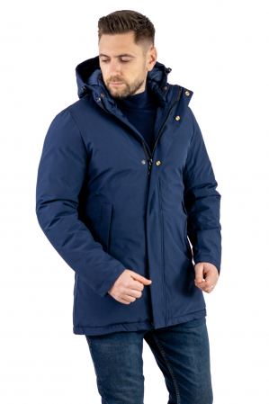 Barbati - Geaca bleumarin eleganta cu gluga detasabila impermeabila lunga barbati