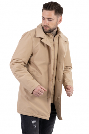 Barbati - Geaca crem eleganta premium pentru bărbați cu vesta integrată