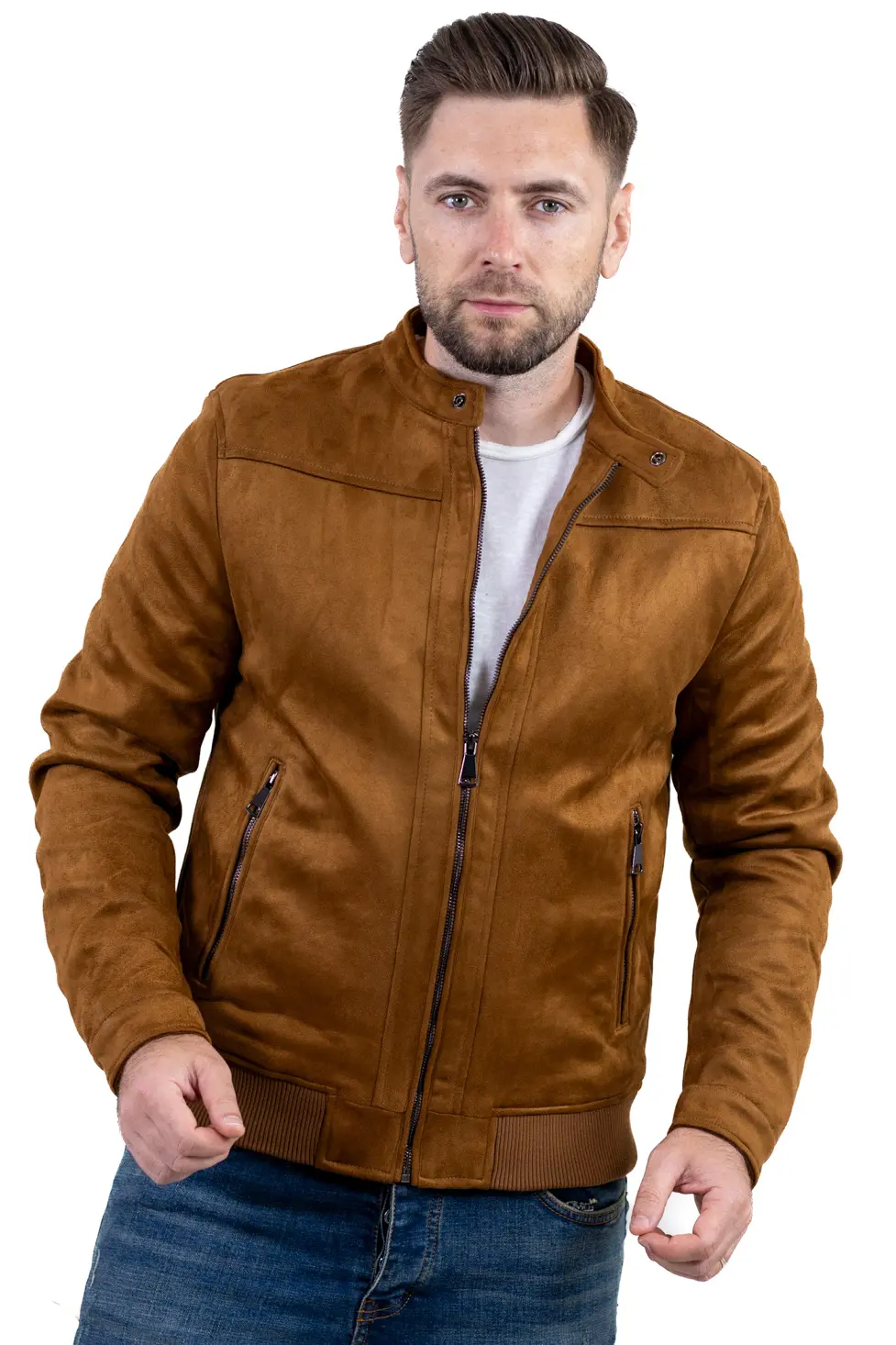 Geacă din piele întoarsă ecologică pentru bărbați – Maxwear [1]