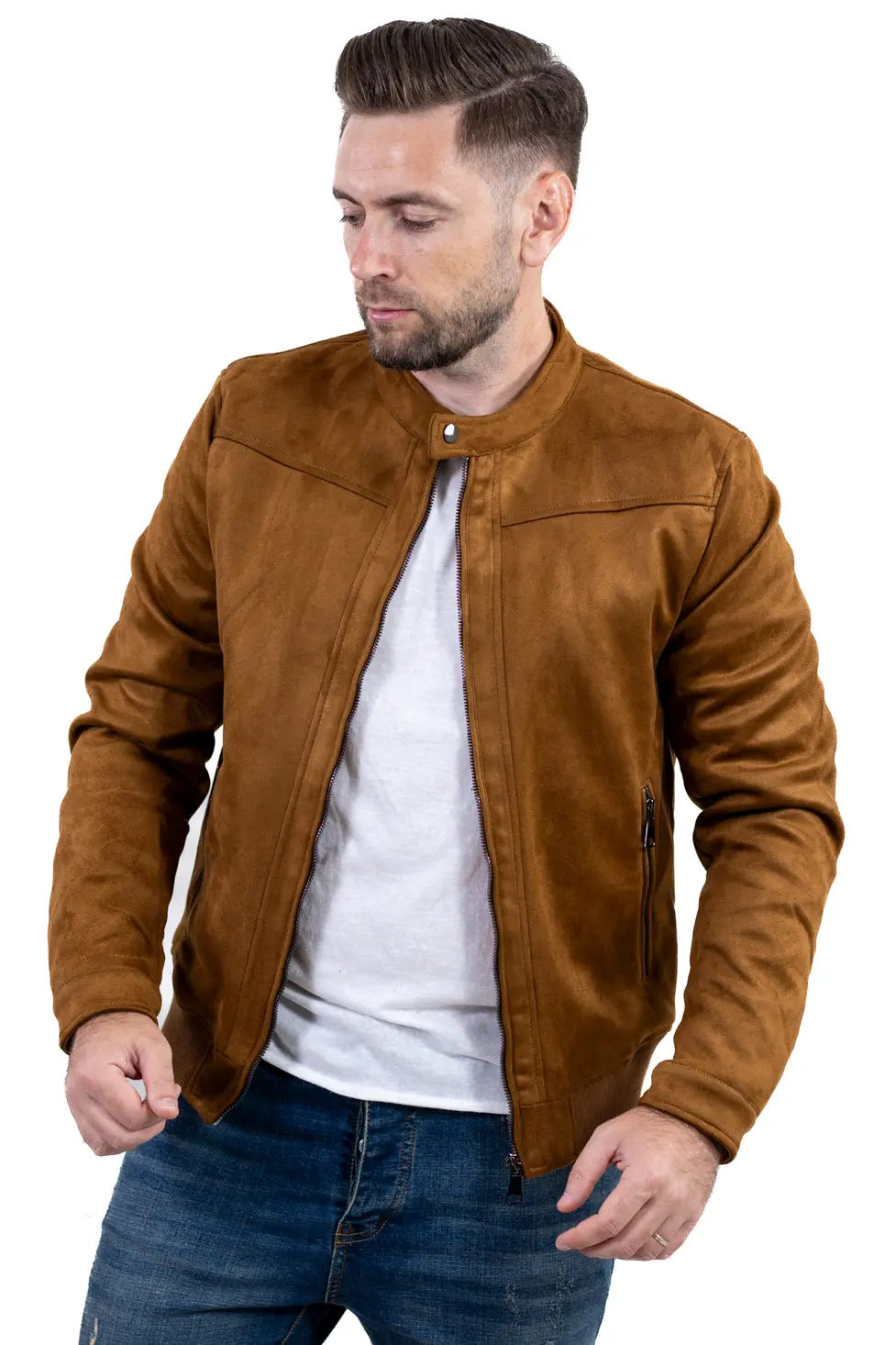 Geci piele - Geacă din piele întoarsă ecologică pentru bărbați – Maxwear