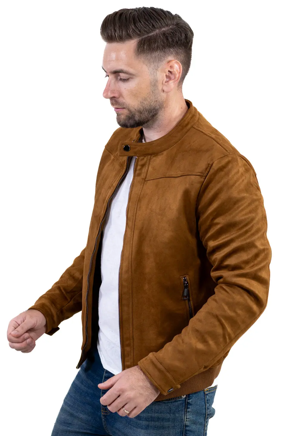 Geacă din piele întoarsă ecologică pentru bărbați – Maxwear [2]