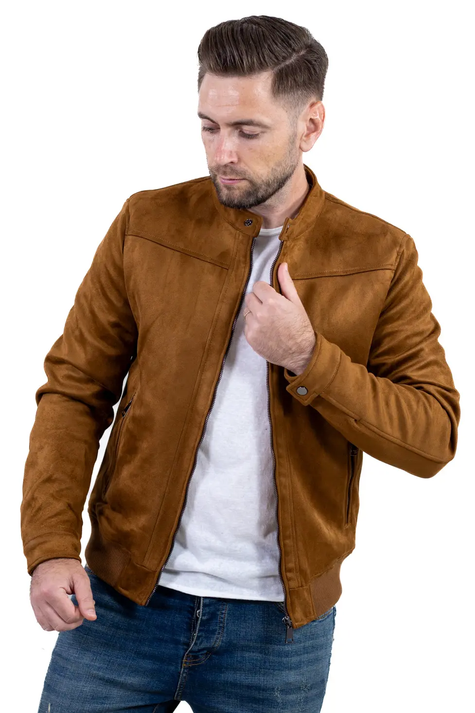 Geacă din piele întoarsă ecologică pentru bărbați – Maxwear [6]