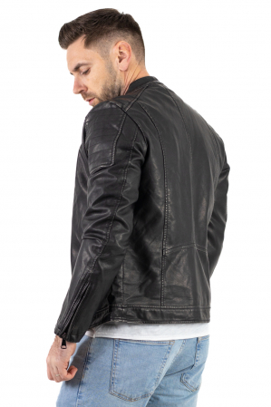 Geci piele - Geaca eco-piele neagra vintage