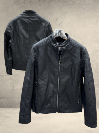 Geci piele - Geaca eco-piele neagra simpla