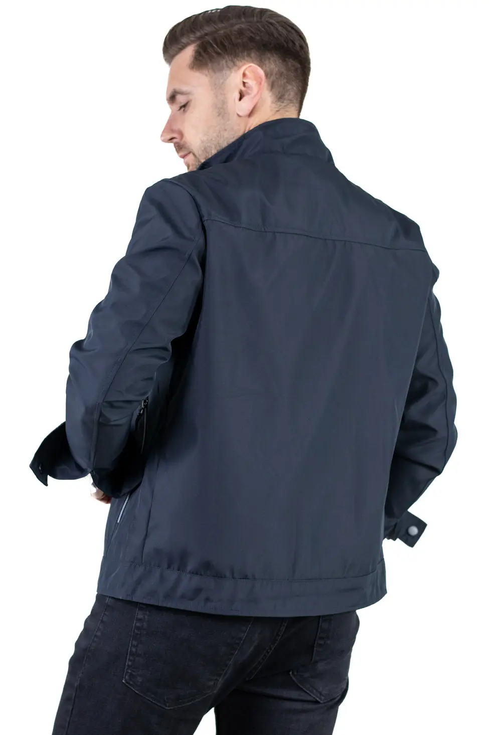 Geaca eleganta de primavara regular fit bleumarin [4]