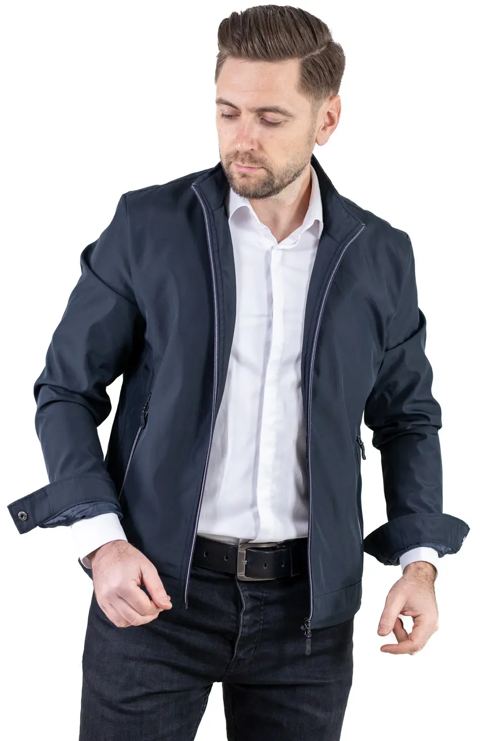 Geaca eleganta de primavara regular fit bleumarin [1]