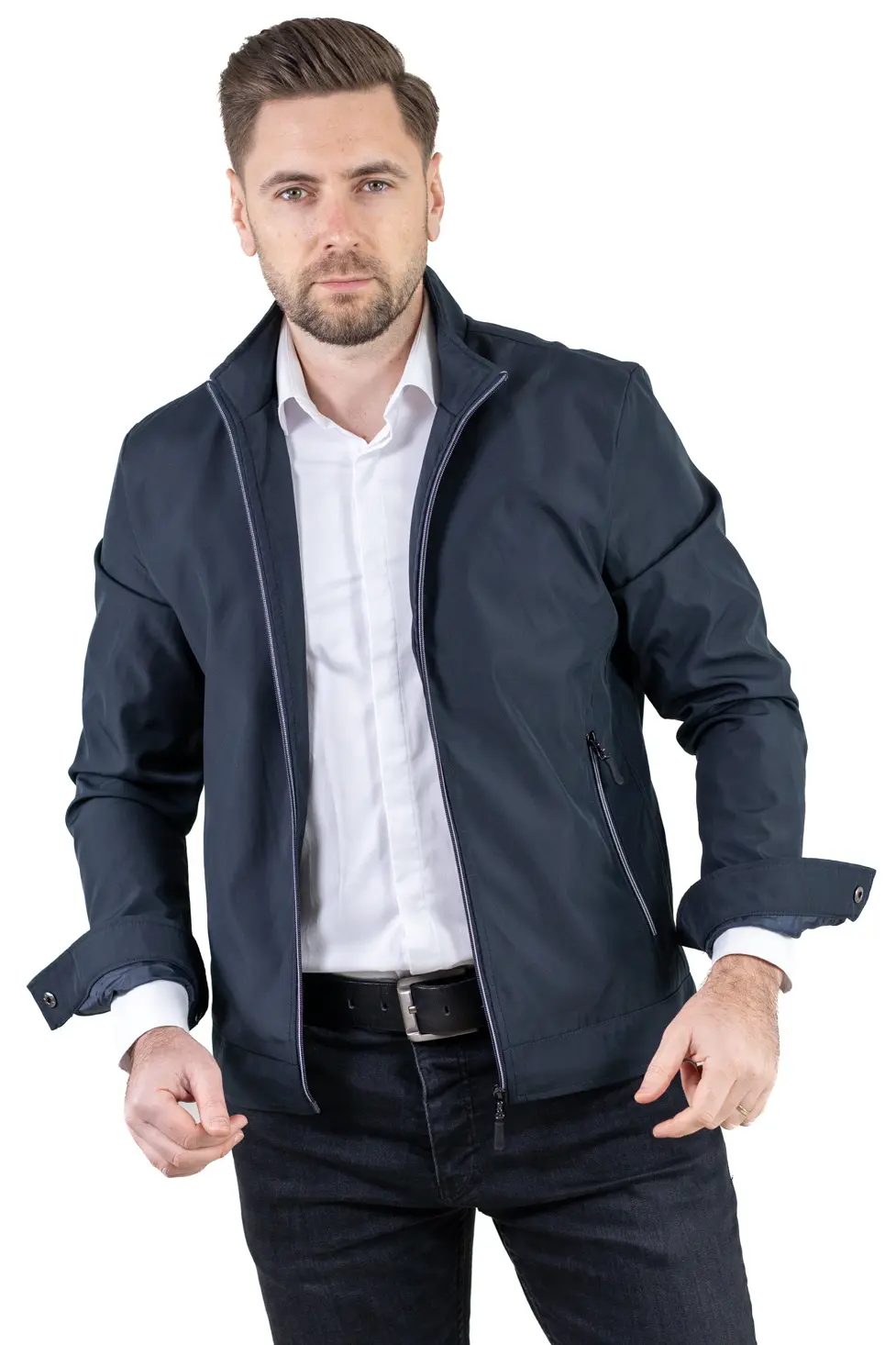 Barbati - Geaca eleganta de primavara regular fit bleumarin