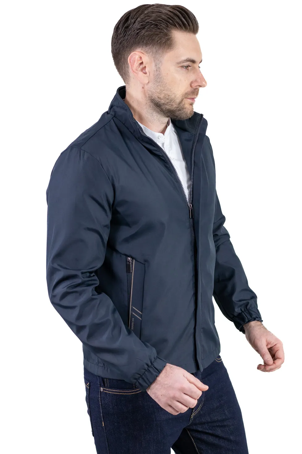 Geaca eleganta usoara regular fit bleumarin [6]