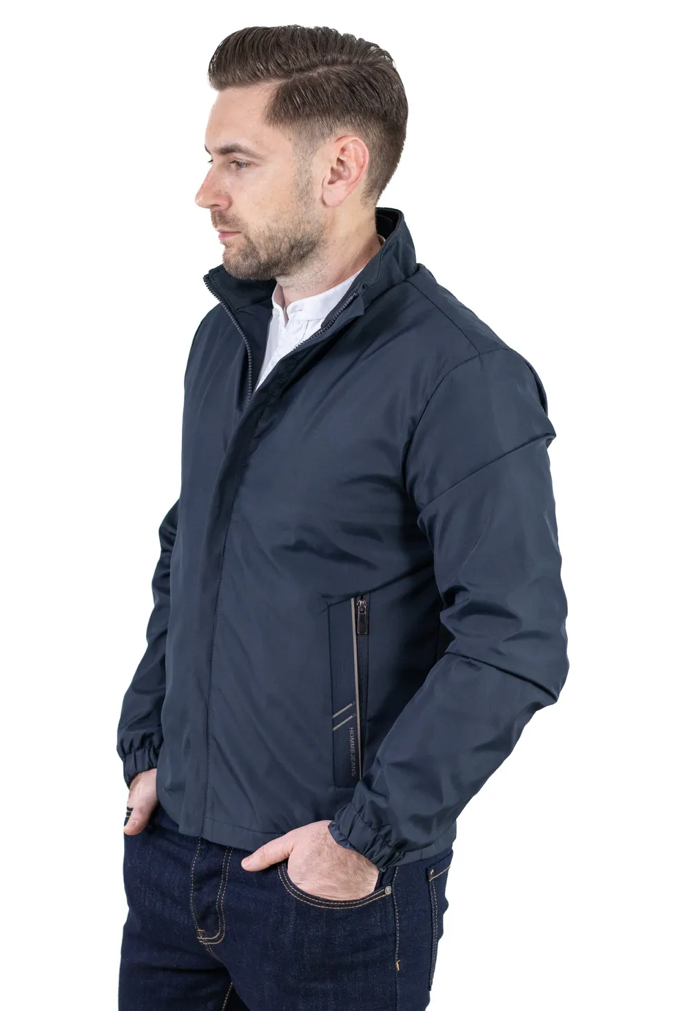 Geaca eleganta usoara regular fit bleumarin [7]