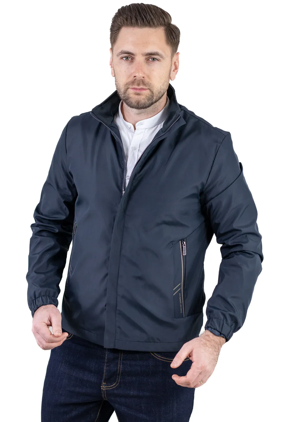 Jachete subtiri - Geaca eleganta usoara regular fit bleumarin