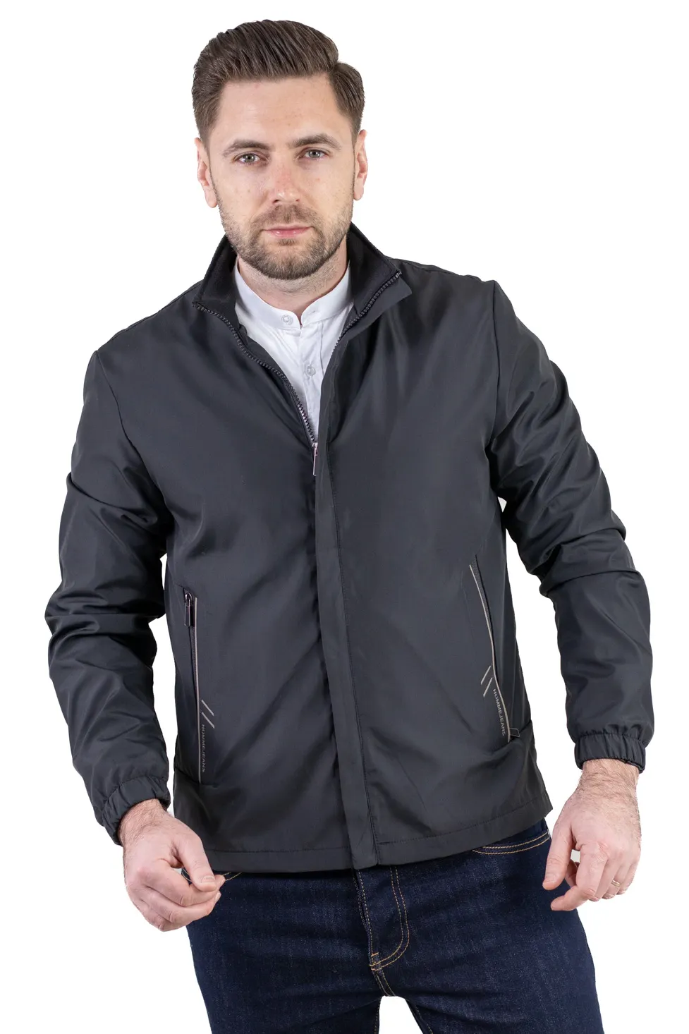 Jachete subtiri - Geaca eleganta usoara regular fit neagra