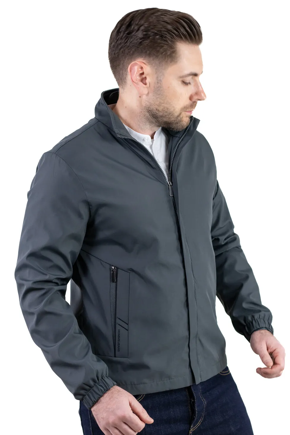 Geaca eleganta usoara regular fit gri inchis [12]