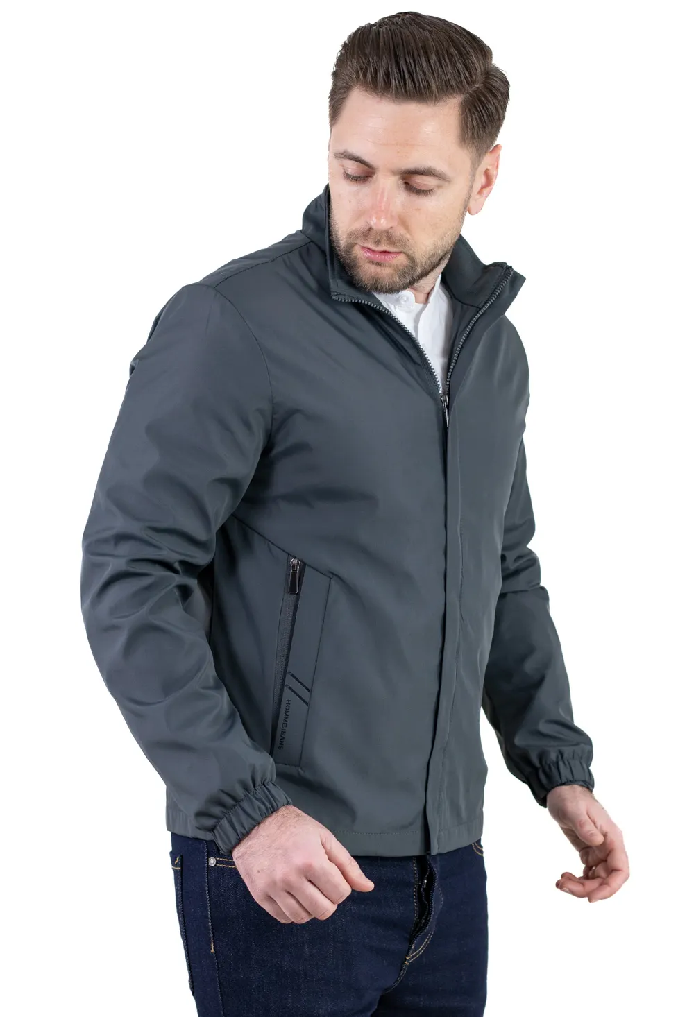 Geaca eleganta usoara regular fit gri inchis [8]