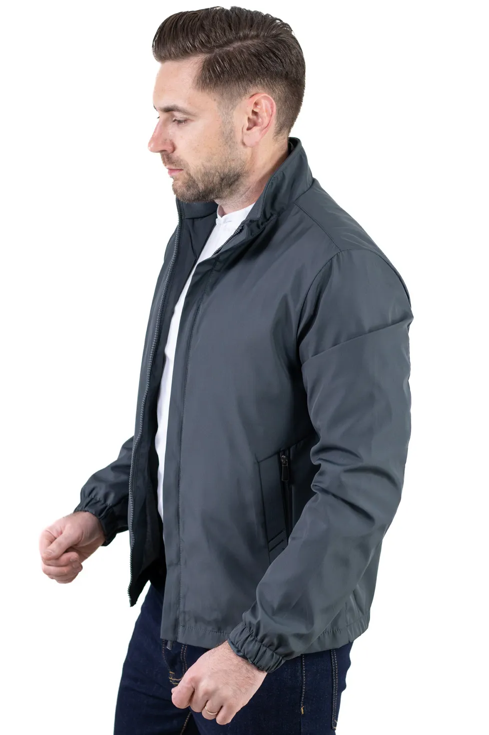 Geaca eleganta usoara regular fit gri inchis [2]