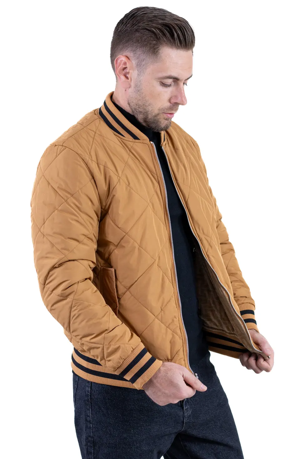 Barbati - Geacă Camel bărbați reversibilă – catifea & matlasat