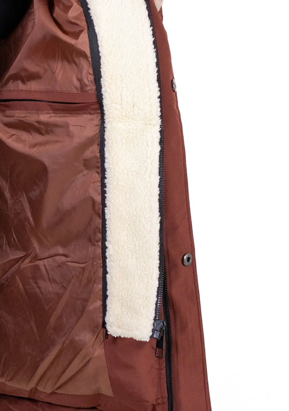 Geacă groasă de iarnă cu vestă îmblănită detașabilă – cărămizie [8]