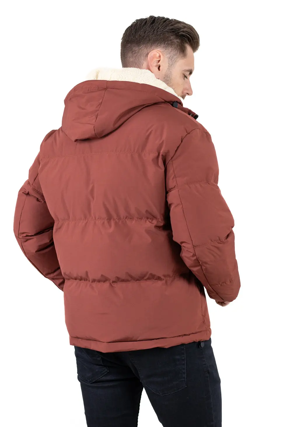 Geacă groasă de iarnă cu vestă îmblănită detașabilă – cărămizie [5]