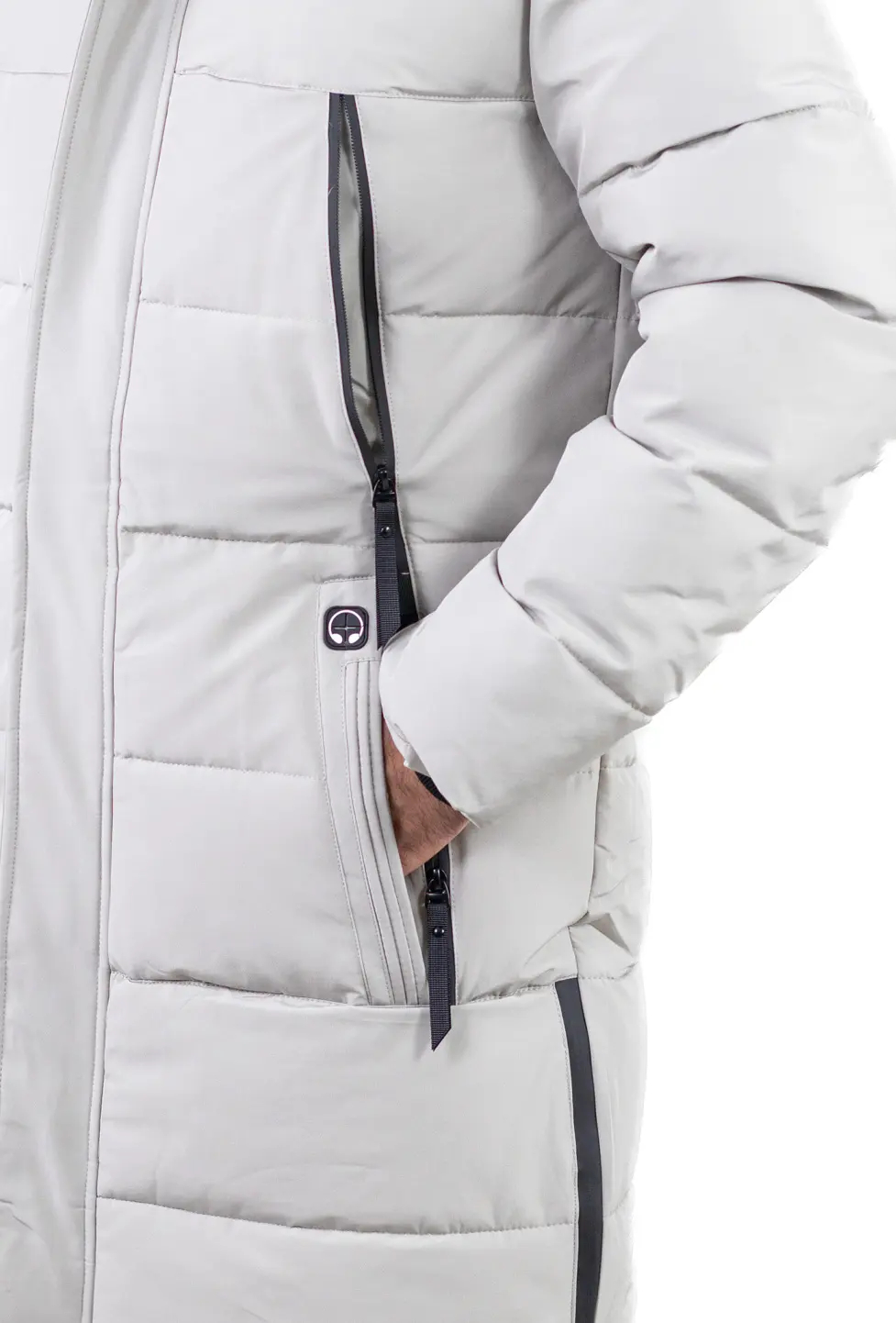 Geacă gri groasă lungă de iarnă bărbați [8]